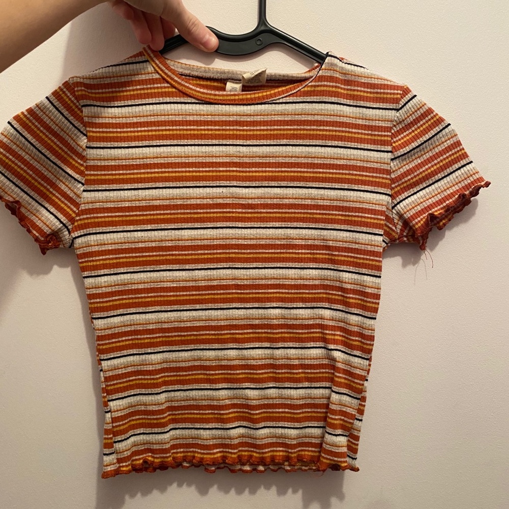 Orange/yellow/white crop top